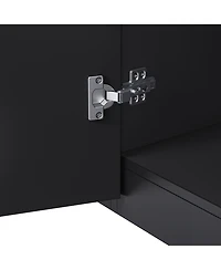 Streamdale Furniture High Gloss Tv Stand with Led Lights, Large Storage & Tempered Glass Shelves (Black, 67"Wx13.7"D)