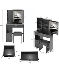 Streamdale Furniture Compact Vanity Table with Touch Control Led Mirror (Epa, Gcc, Ul Certified