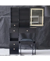 Streamdale Furniture Compact Vanity Table with Touch Control Led Mirror (Epa, Gcc, Ul Certified