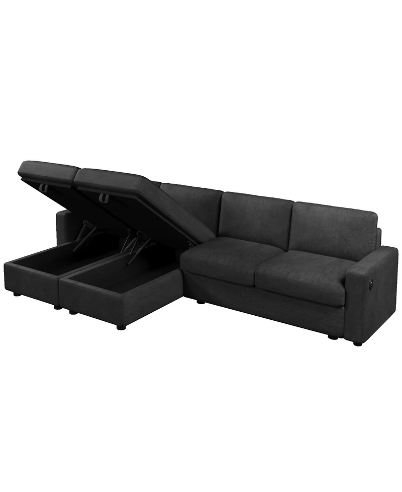 Streamdale Furniture 103.9" U-Shaped Sectional Sofa w/ Storage Chaise & Usb
