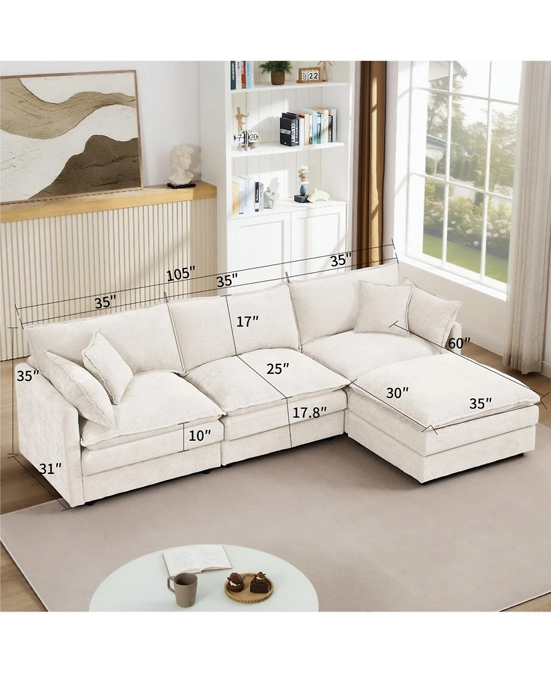 Streamdale Furniture Modular 105 Inch L Shaped Couch for Living Room