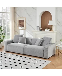 Streamdale Furniture 104" Grey Corduroy 4-Seat Sofa with Pillows