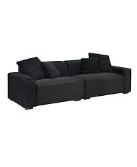Streamdale Furniture Black Corduroy 4-Seat Sofa with Pillows