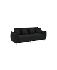 Streamdale Furniture Black Teddy Fleece Sofa with 4 Pillows