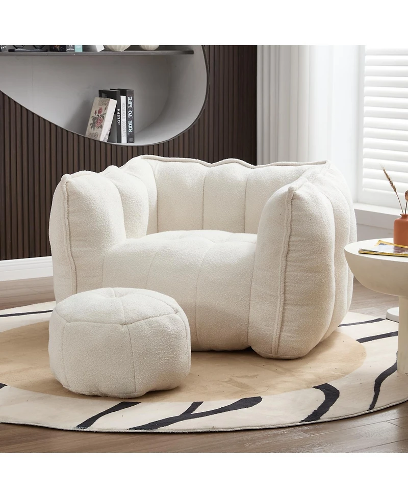Streamdale Furniture Soft Bean Bag Chair with Footstool
