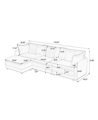 Streamdale Furniture Chenille Cloud Modular Sofa (Orange 110" L-Shape)