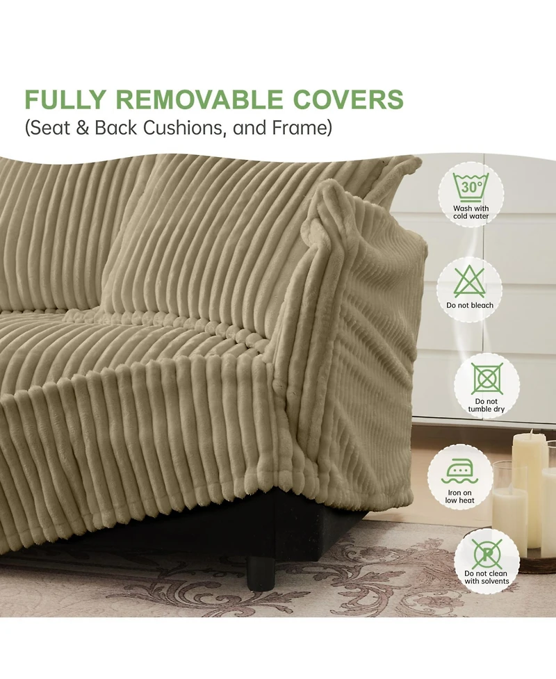 Streamdale Furniture Slipcovered U Shape Sectional Sofa Deep Seat Camel