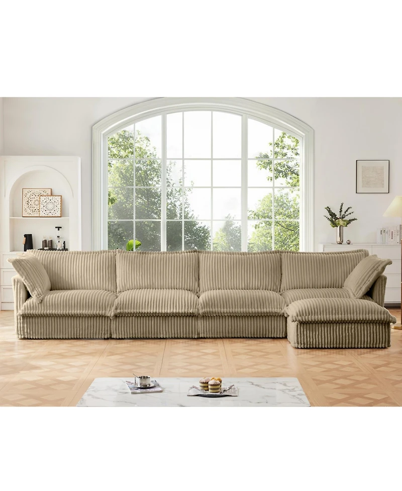 Streamdale Furniture Slipcovered L-Shape Sectional Camel Corduroy
