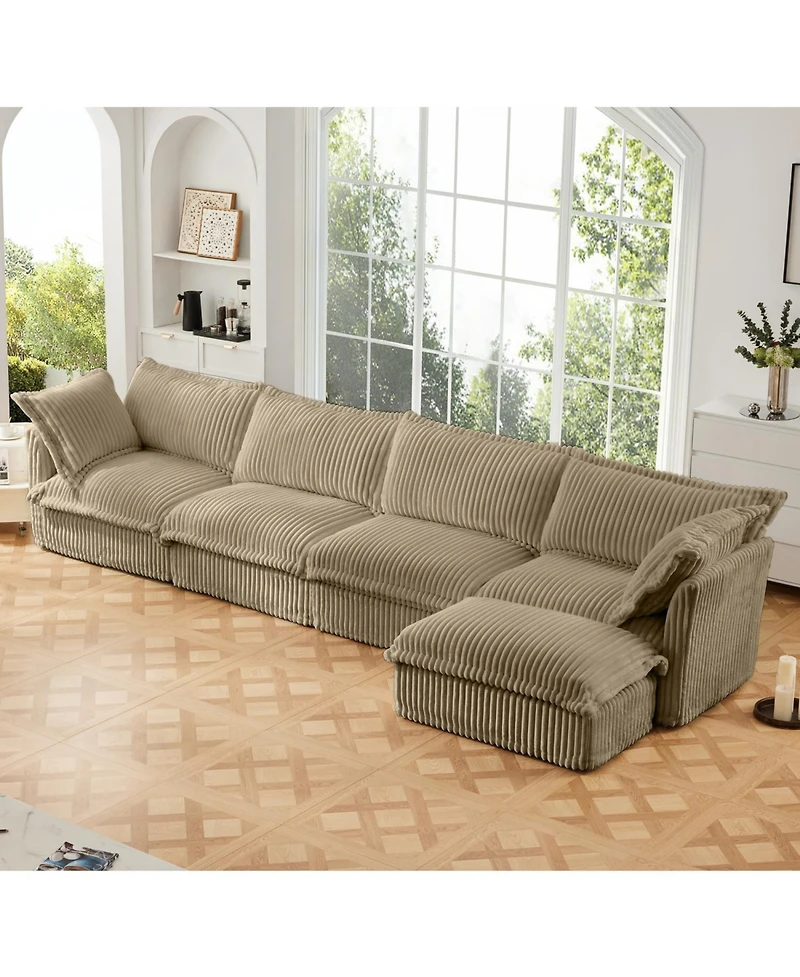 Streamdale Furniture Slipcovered L-Shape Sectional Camel Corduroy
