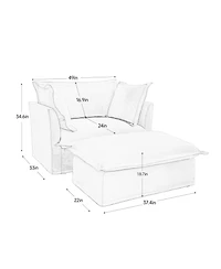 Streamdale Furniture Upholstered Armchair & Ottoman Set (Orange)