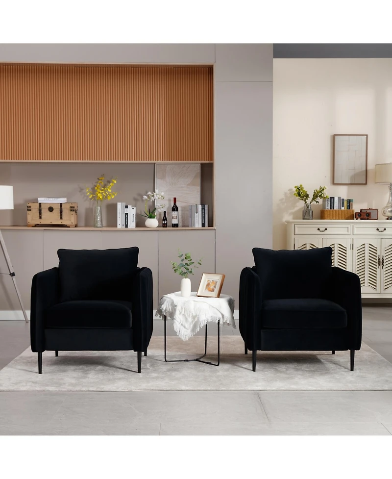 Streamdale Furniture Velvet Accent Chair with Metal Legs