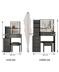 Streamdale Furniture Led Mirror Vanity Table with Stool