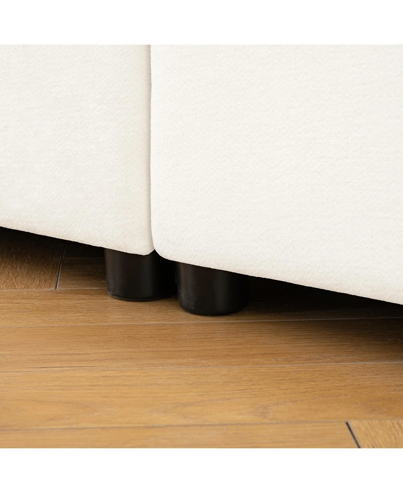 Streamdale Furniture White Chenille 2-Seater Sofa with Hidden Storage