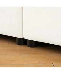 Streamdale Furniture White Chenille 2-Seater Sofa with Hidden Storage