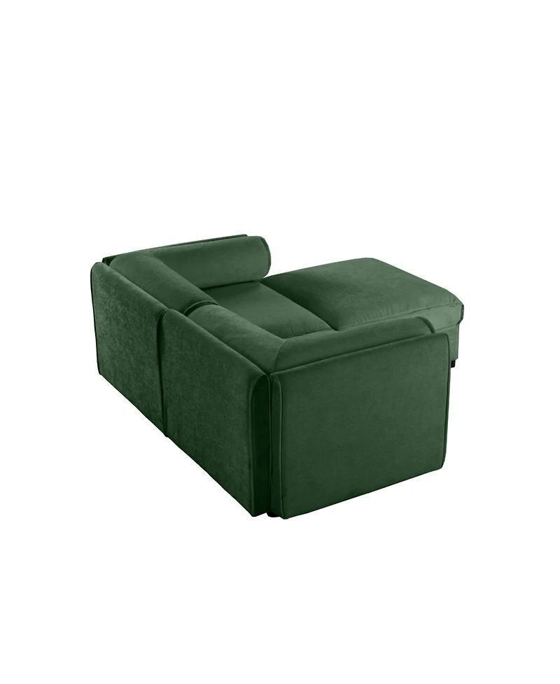 Streamdale Furniture Green Chenille 2-Seater Sofa with Ottoman Storage