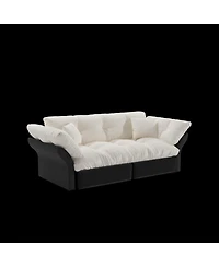 Streamdale Furniture Queen Pull Out Sofa Bed, 3-in-1 Convertible Sleeper, Velvet, Beige