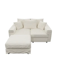 Streamdale Furniture Plush Corduroy 3-Seat Sofa with Ottomans