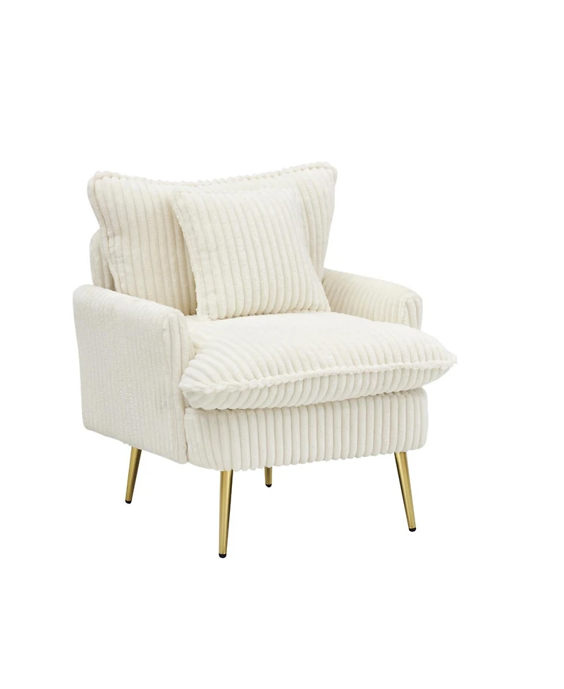 Streamdale Furniture Beige Corduroy Accent Chair - Apartment/Office/Living Room
