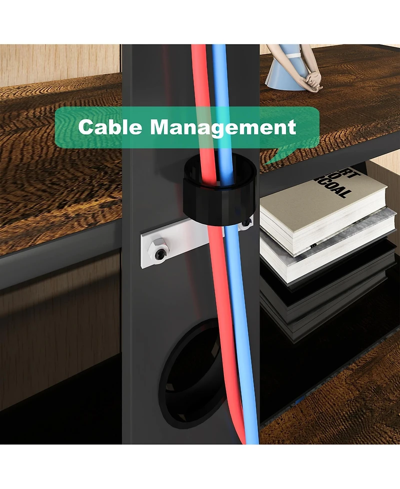 Streamdale Furniture Wooden Tv Stand with Mount, Swivel, Adjustable, Rustic Brown