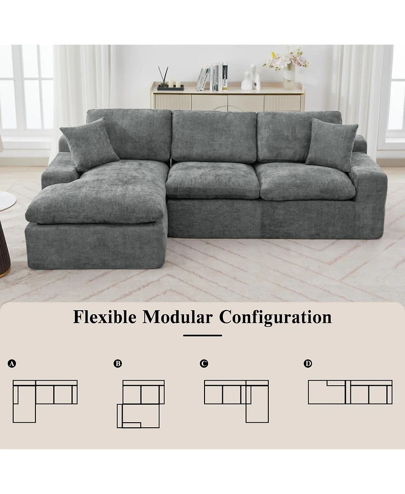 Streamdale Furniture Cloud Sectional Sofa 107.9" Grey