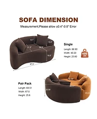 Streamdale Furniture Yin Yang Sofa- Dual Seat Chenille Loveseat