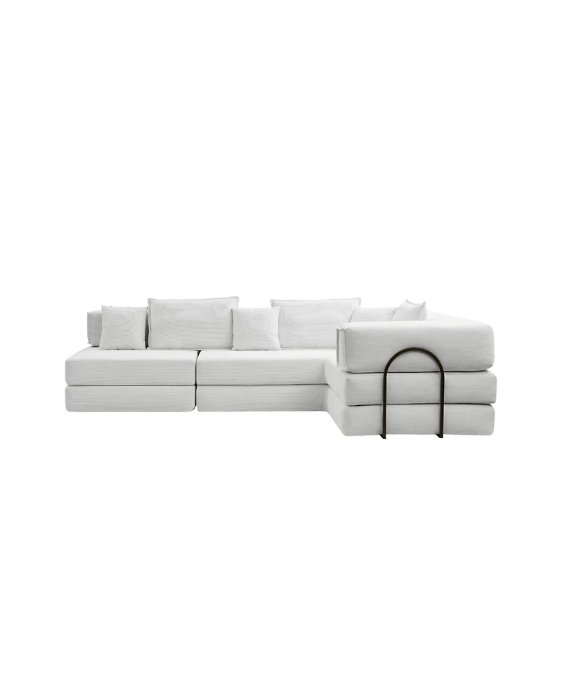 Streamdale Oversized Modular Sectional Sofa Couch Set with 6 Pillows - White