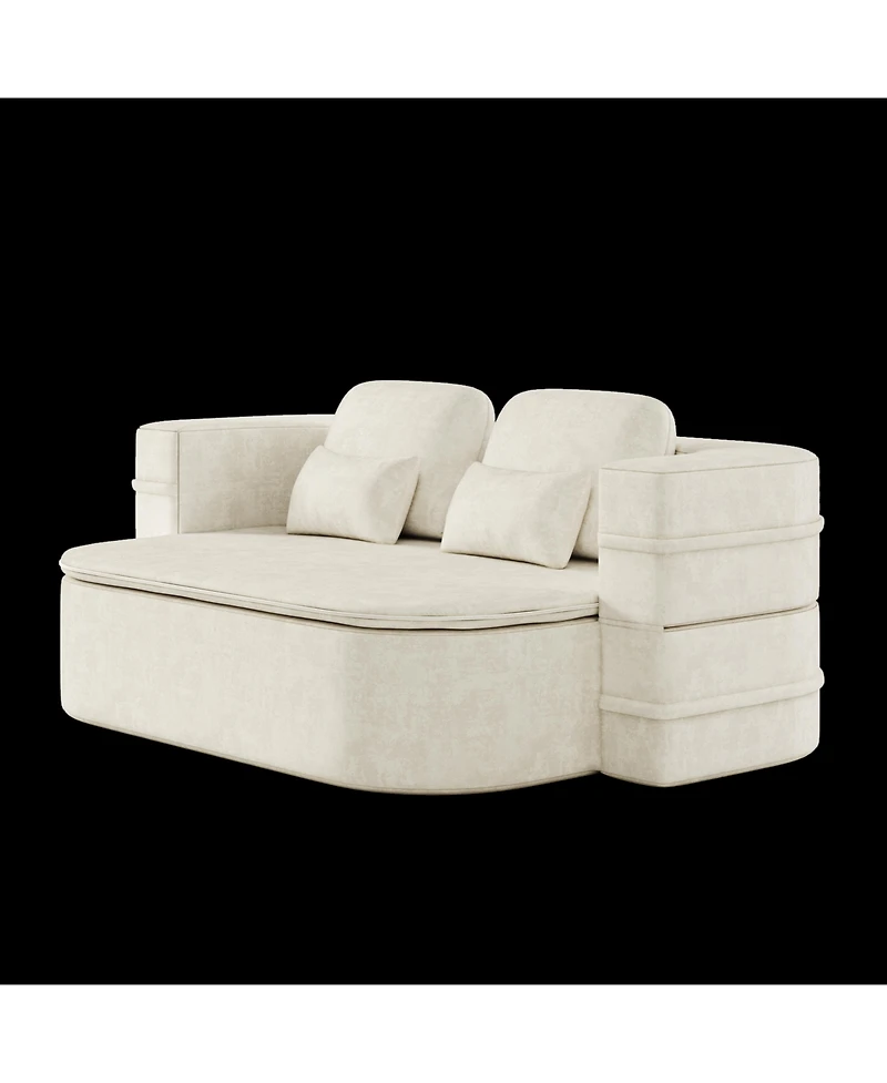 Streamdale Furniture 75" Fabric Foldable Sofa Bed with Blanket