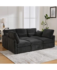 Streamdale Modern Sectional Sofa U-shaped Couch w/ Ottoman, Usb & Phone Holder