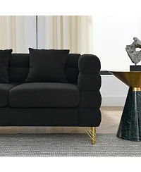 Streamdale Furniture 60" Oversized 2-Seater Sectional Sofa, Black Teddy