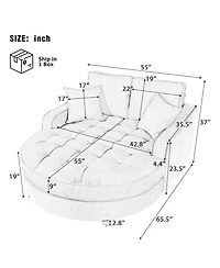 Streamdale Furniture 55" Modern Chaise Lounge Sofa Bed with Tufted Seat & Pillows