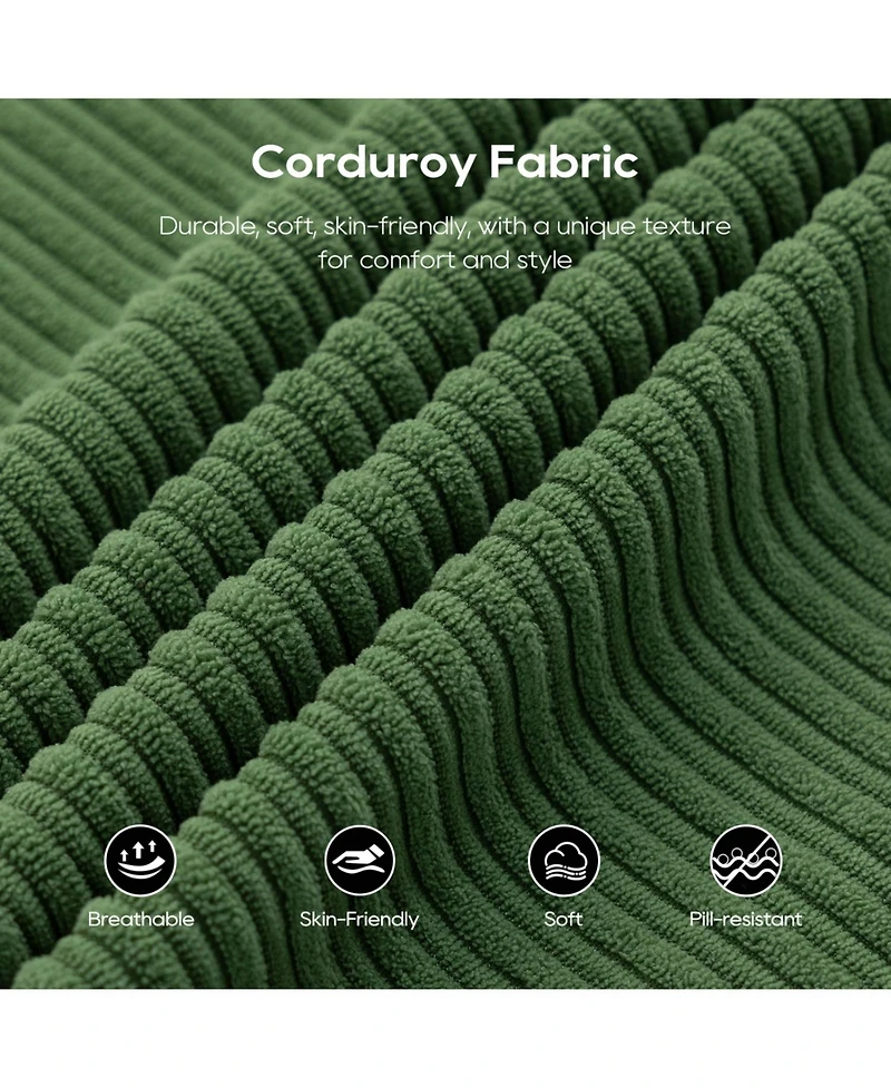 Streamdale Furniture L-Shaped Corduroy Sectional Sofa Bed - Memory Foam