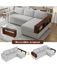 Streamdale 87.4" Sectional Sofa Couch with Reversible Armrests, Gray