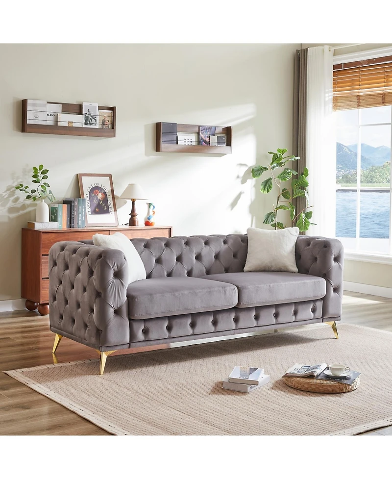 Streamdale Furniture Deluxe Velvet Chesterfield Sofa with Tufted Buttons