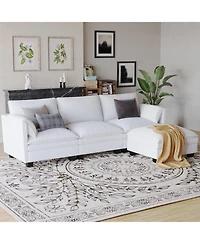 Streamdale Furniture 107.8" 3 Seater L-Shaped Sofa Couch with Ottoman & Pockets