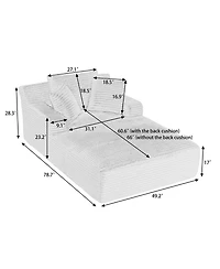 Streamdale Furniture Oversized Corduroy Chaise Lounge Sofa - Comfy Sleeper Couch