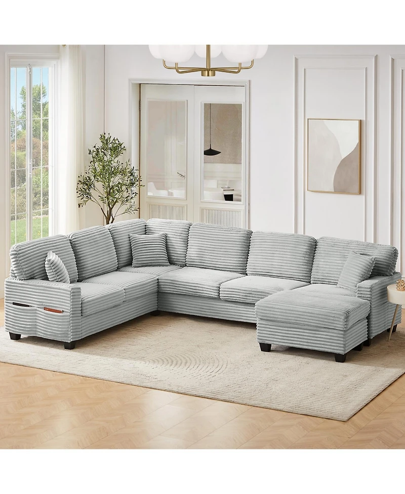 Streamdale Furniture Streamdale U-Shaped Sectional Sofa with Ottoman & Storage Pockets