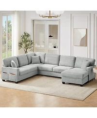 Streamdale Furniture Streamdale U-Shaped Sectional Sofa with Ottoman & Storage Pockets