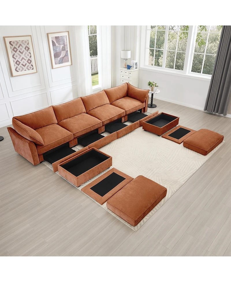 Streamdale Furniture U Shape Sectional Sofa with Ottomans & Storage