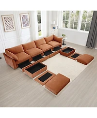 Streamdale Furniture U Shape Sectional Sofa with Ottomans & Storage