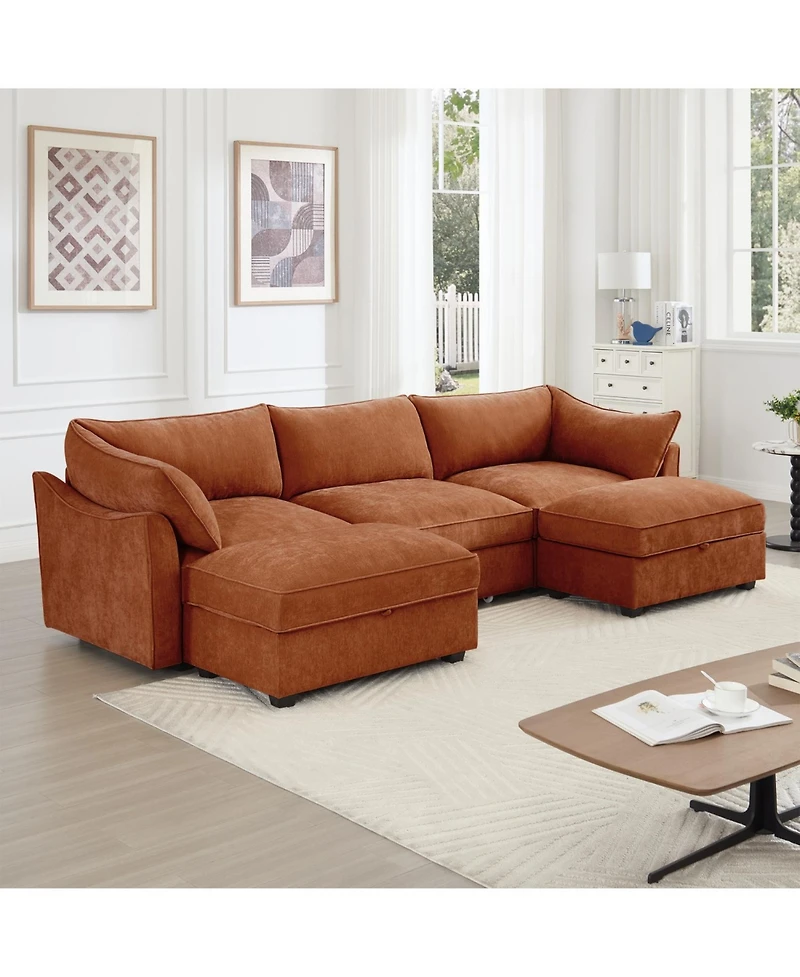 Streamdale Furniture U Shape Sofa w/ Ottomans & Storage