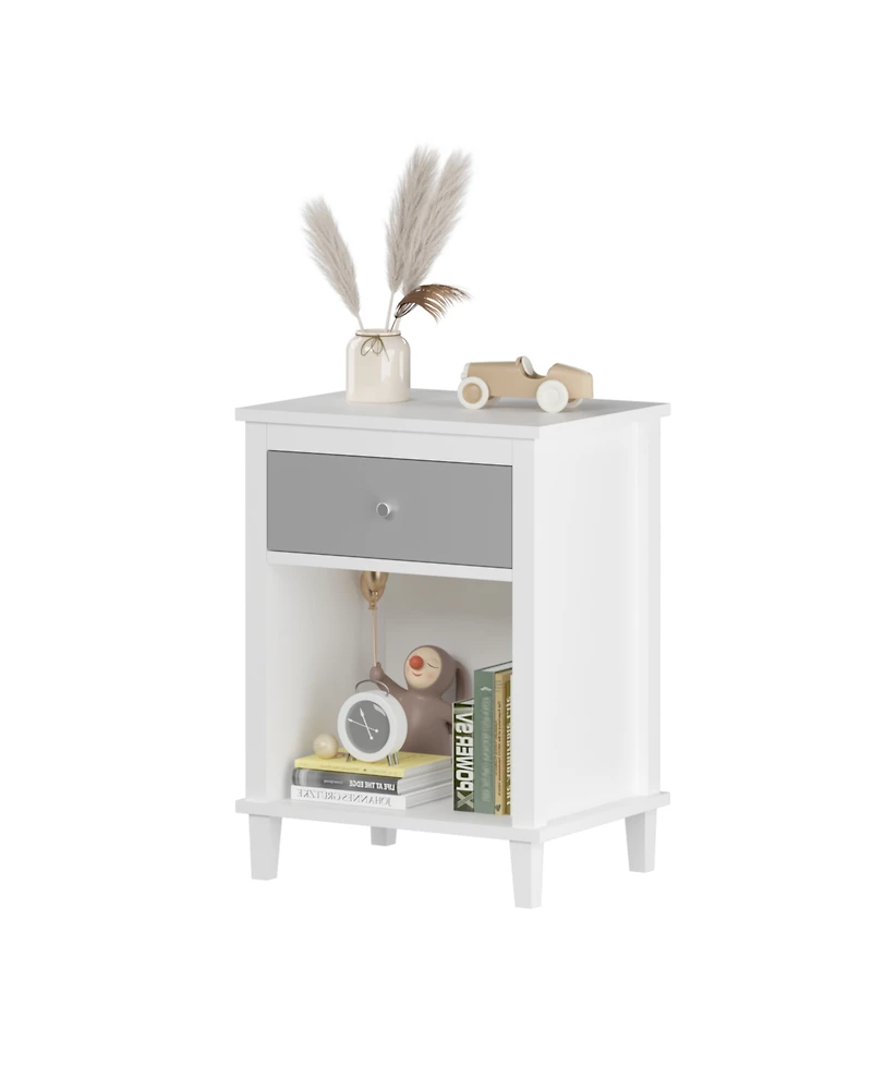 Streamdale Furniture Wooden Nightstand - Gray/Silver Handle