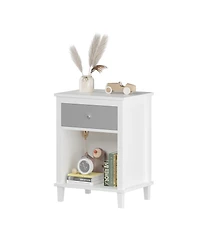 Streamdale Furniture Wooden Nightstand - Gray/Silver Handle