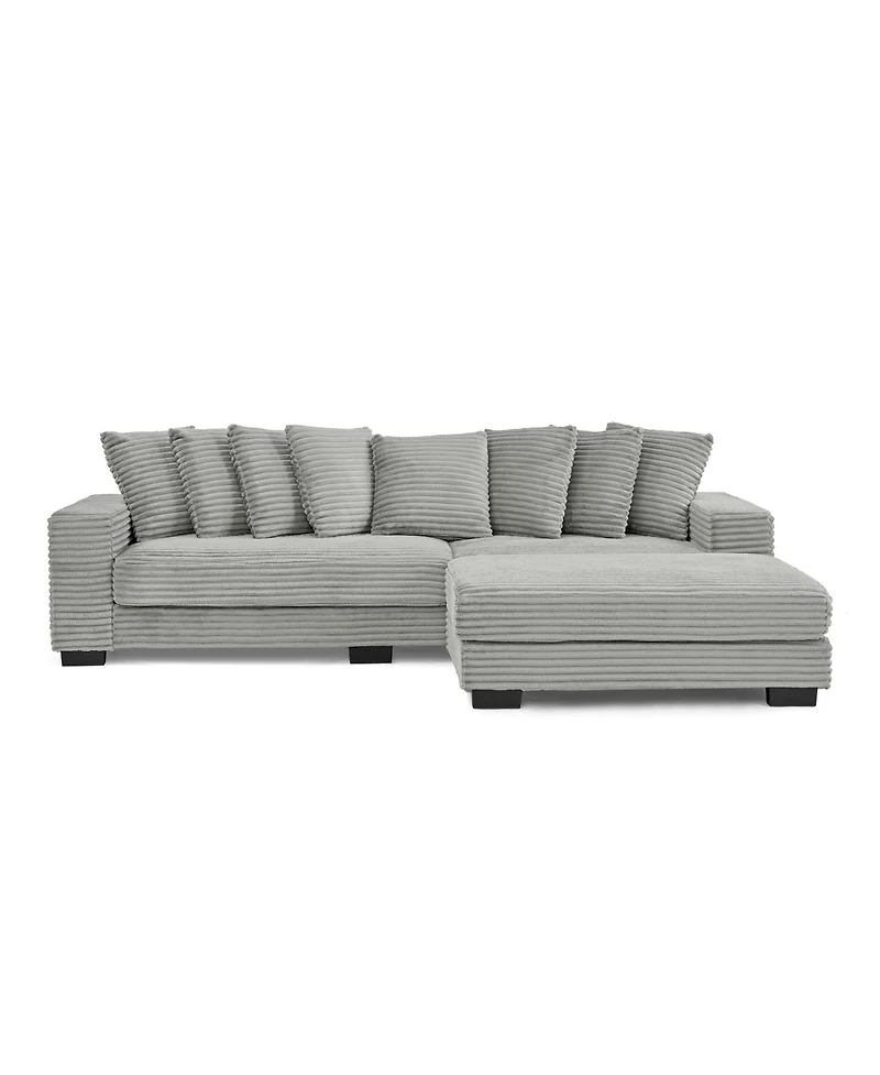 Streamdale Furniture Corduroy Tufted Sleeper Sectional Sofa, L-Shaped Modular Convertible - Gray