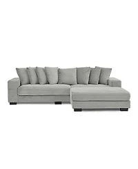 Streamdale Furniture Corduroy Tufted Sleeper Sectional Sofa, L-Shaped Modular Convertible - Gray