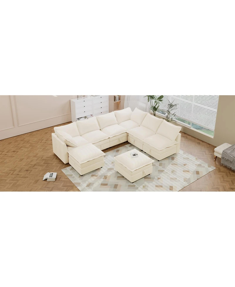 Streamdale Modular Sofa Bed with Storage & Faux Double-Layer Cushions