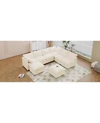 Streamdale Modular Sofa Bed with Storage & Faux Double-Layer Cushions