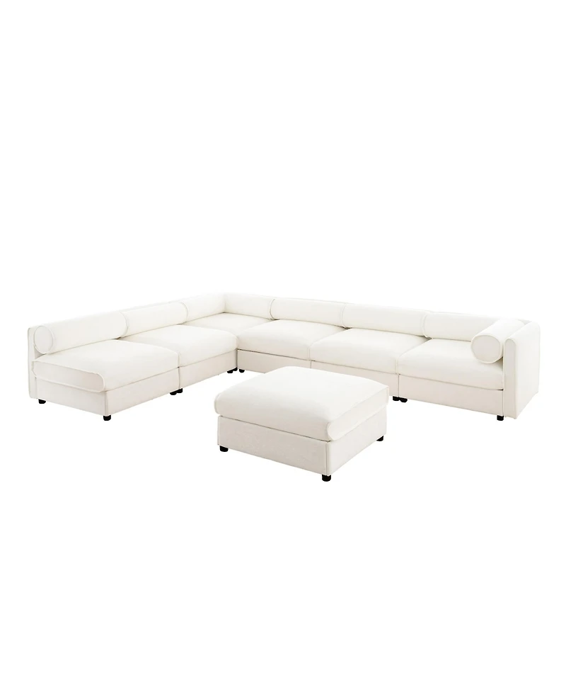 Streamdale Modern White Chenille Modular Sectional Sofa with Storage