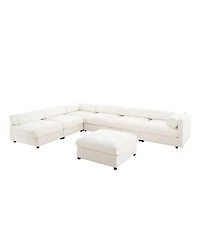 Streamdale Modern White Chenille Modular Sectional Sofa with Storage