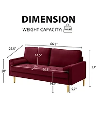Streamdale Furniture Velvet Sofa 65 inch