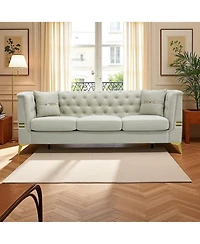 Streamdale Furniture Tufted Velvet Sofa, 82" 3-Seater Couch with Gold Legs